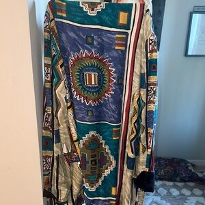 VINTAGE Colorful Aztec-Print Long Duster Coat